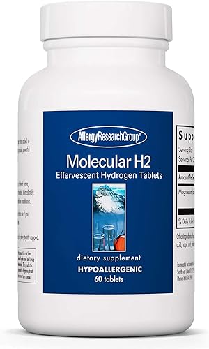 Allergy Research Group Suplemento molecular H2 - Agua hidrogenada para beber, antioxidante, magnesio, tabletas de hidrógeno efervescentes, 60