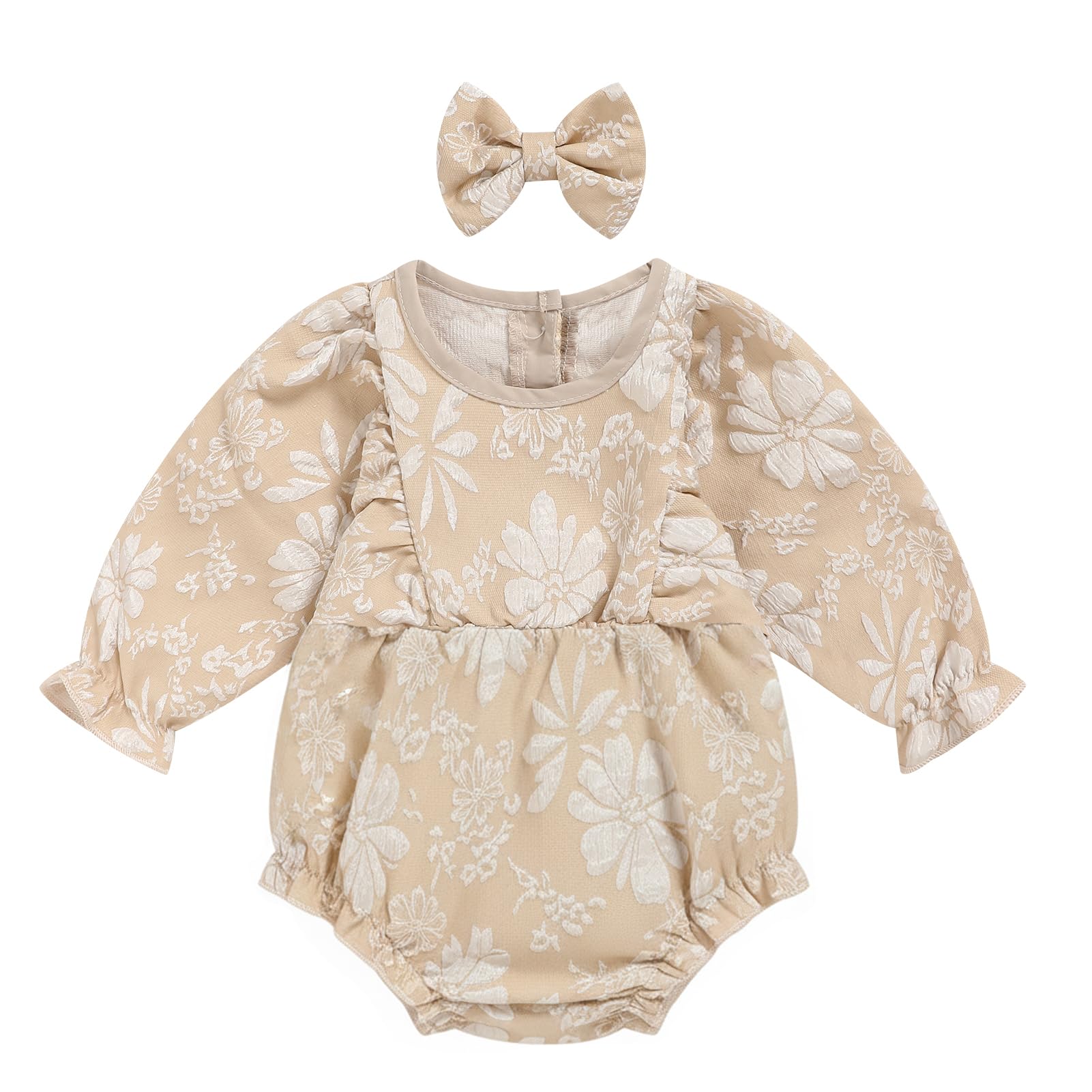Baby Girl Fall Outfits Newborn Girl Clothes Long Sleeve Baby Girl Romper Cute Bubble Infant Floral One Piece