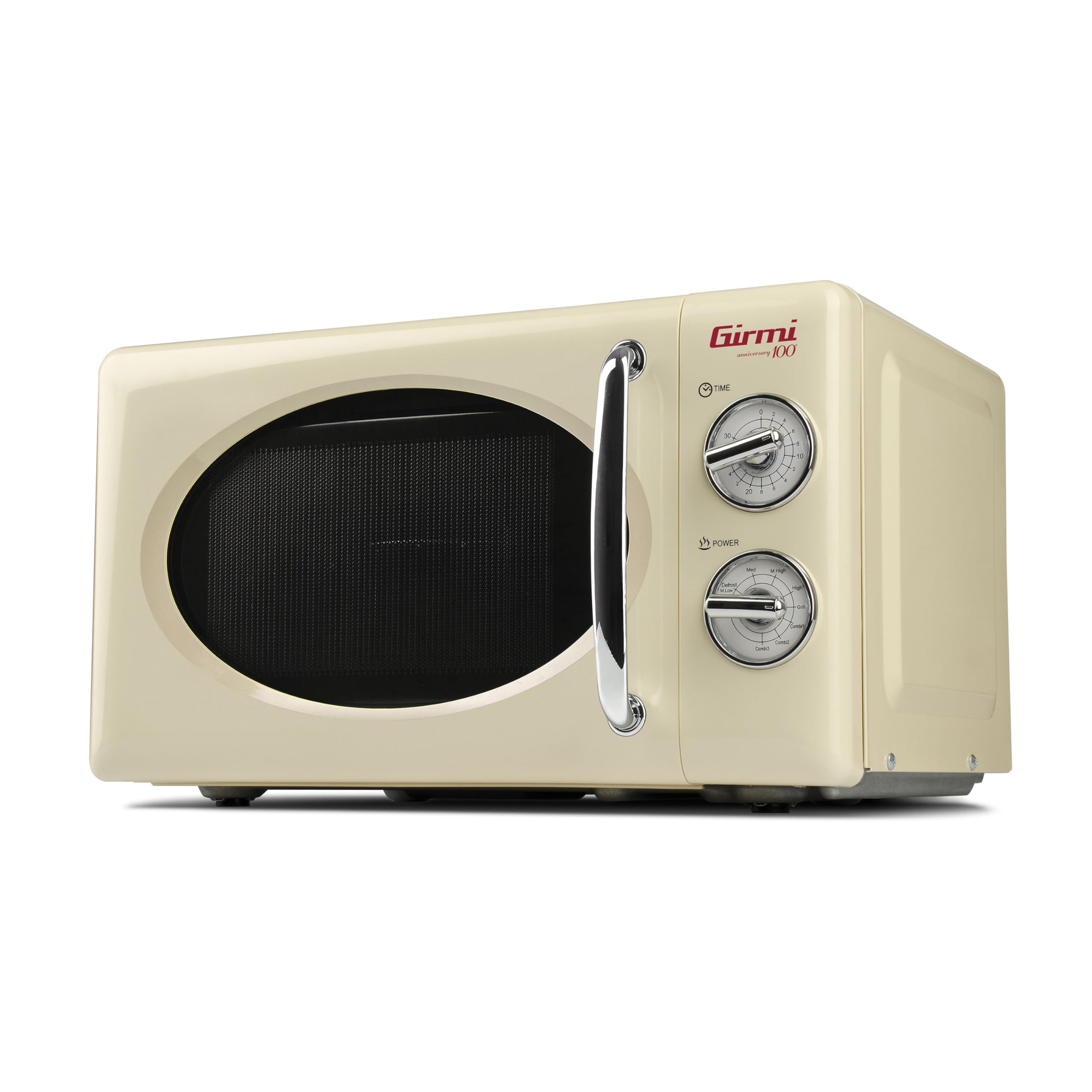 Girmi FM21 Forno Microonde Combinato Vintage Design, 20 Lt, 700+​800W, Cottura combinata, Timer, Funzione Grill, Timer 30 minuti, Funzione scongelamento, Crema