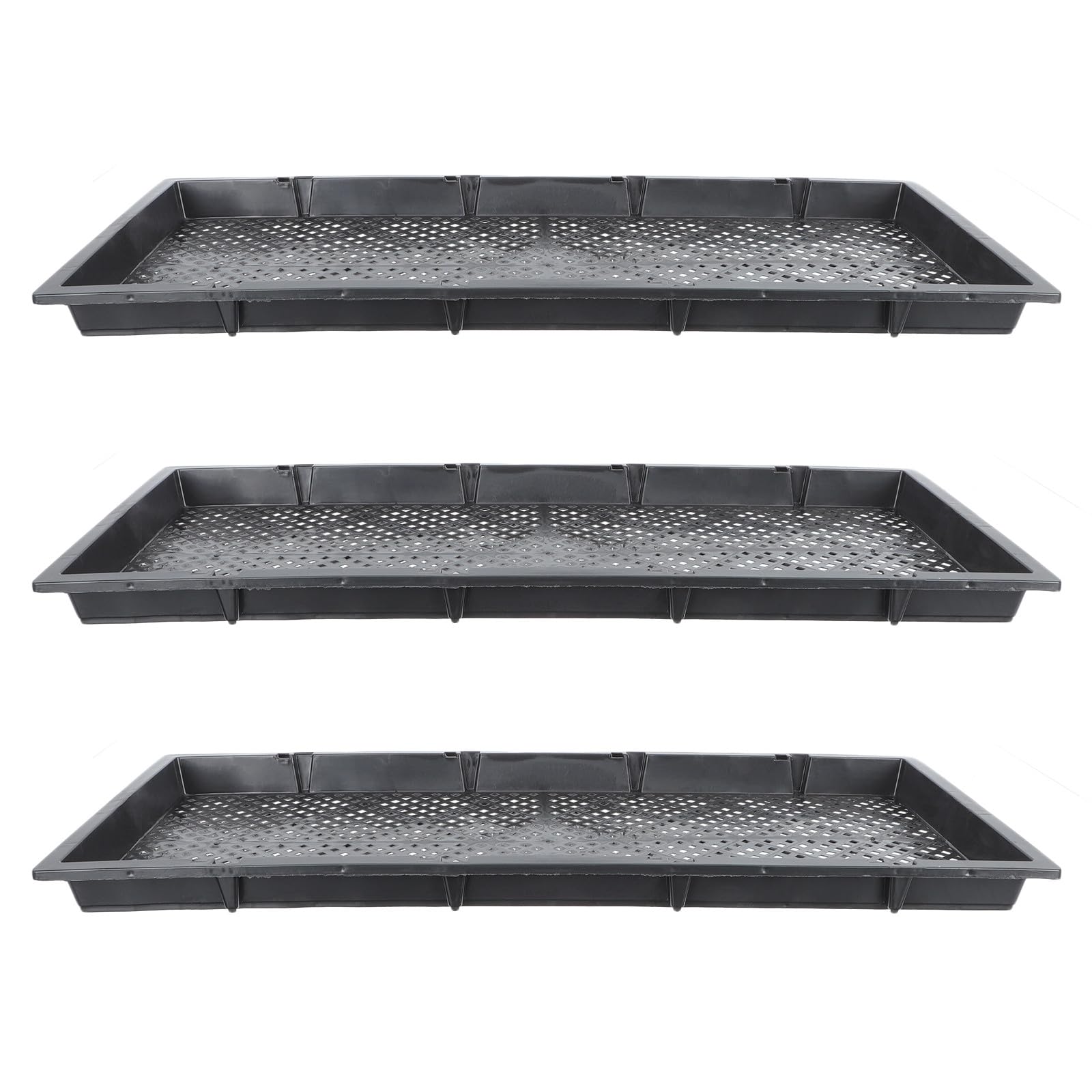 VALICLUD Plateau de Germination Lot de 3 pour Plantes en Plastique Noir | Plaque de Pépinière Rectangulaire, Usage Maison, Transport Pratique, Aide à Conserver Chaleur et Humidité