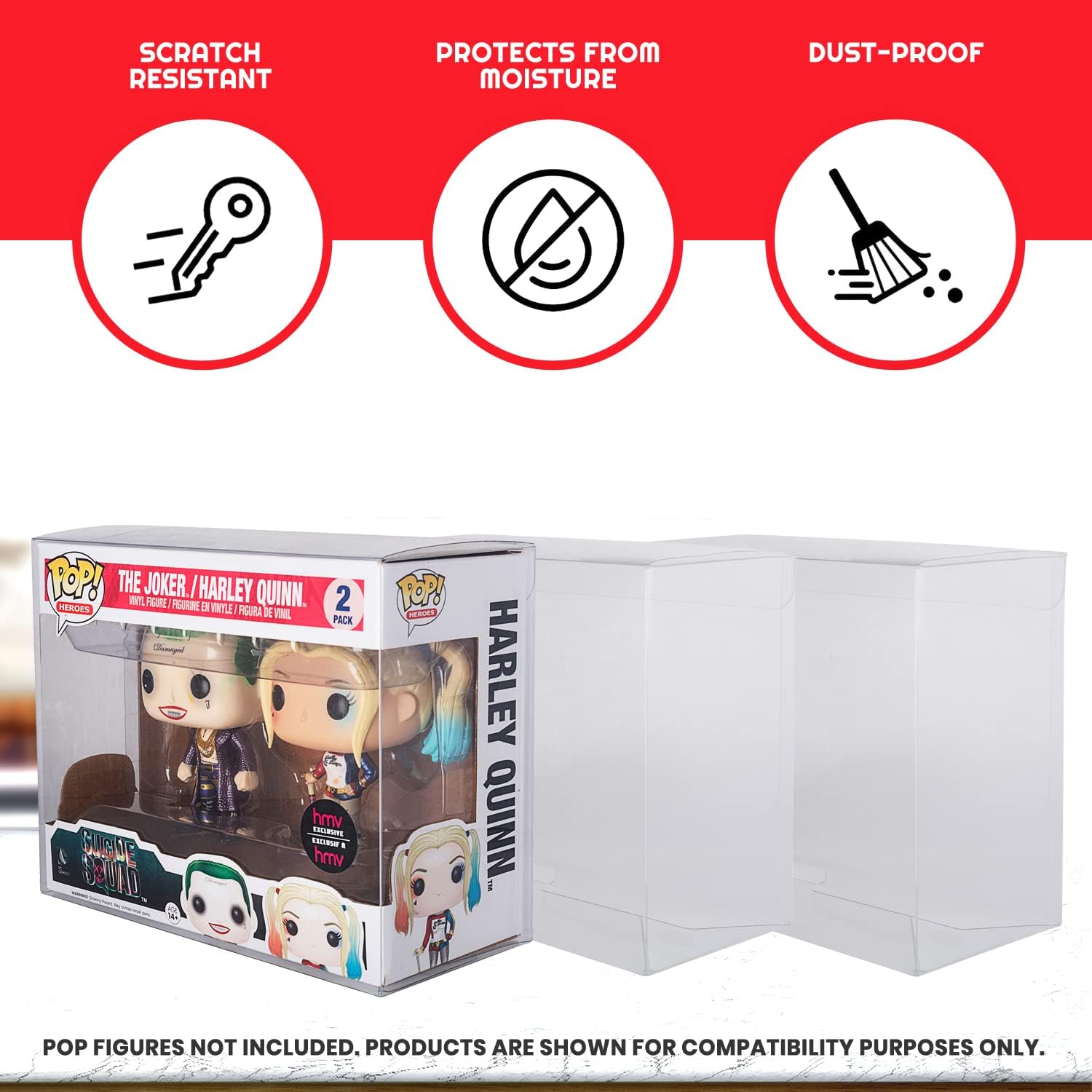 EVORETRO [10-Pack] Pop Double Protector Case for Funko Pop 2 Pack - 0.35 mm Thick Clear Pet Plastic Protector Case - Store, Protect, Display Your Disney, Marvel, DC and More 2 Pack Funko Pop Figures