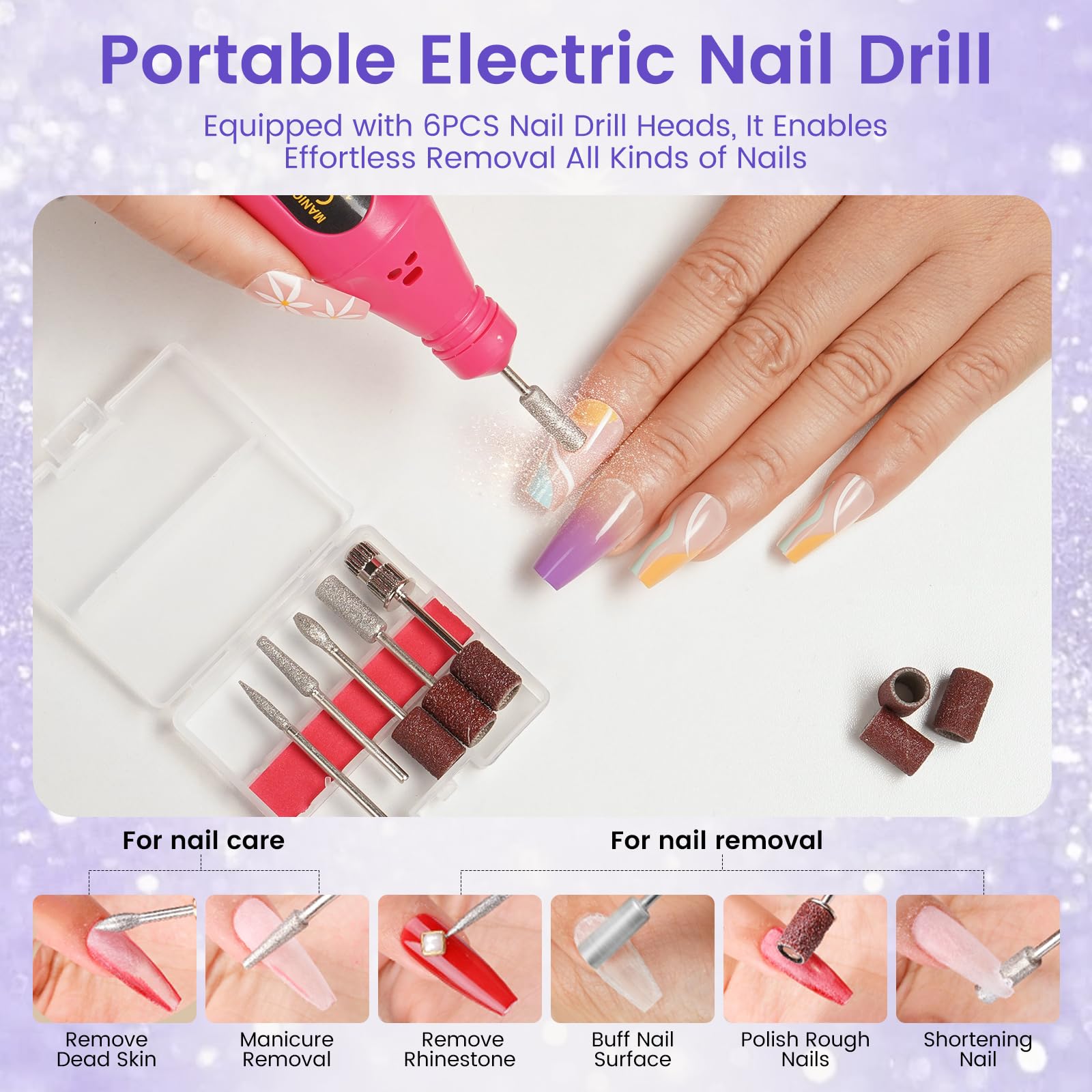 Yokilly Kit per unghie acriliche con tutto: set di polveri acriliche liquide per unghie in 12 colori, con pratica lampada per trapano a dito, set per principianti in sacchetto regalo glitterato, per
