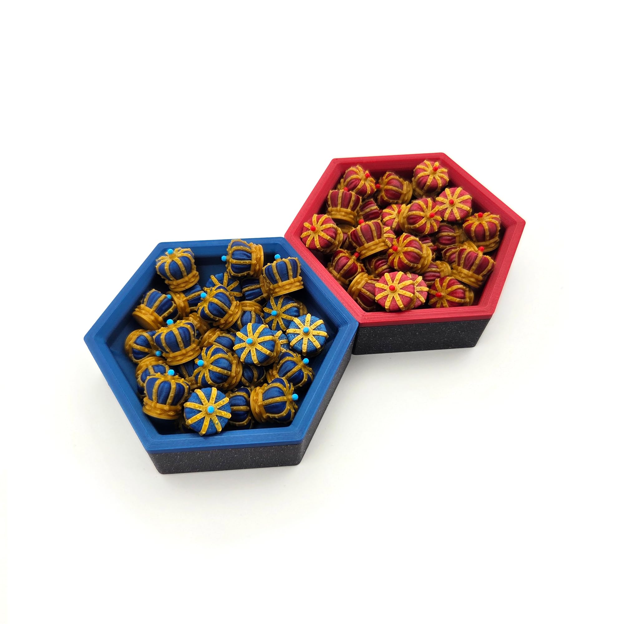 Cuencos Magnéticos Hexagonales – Organizadores Modulares Personalizables para Juegos de Mesa (Set de 4 Piezas - Acabado Silk)