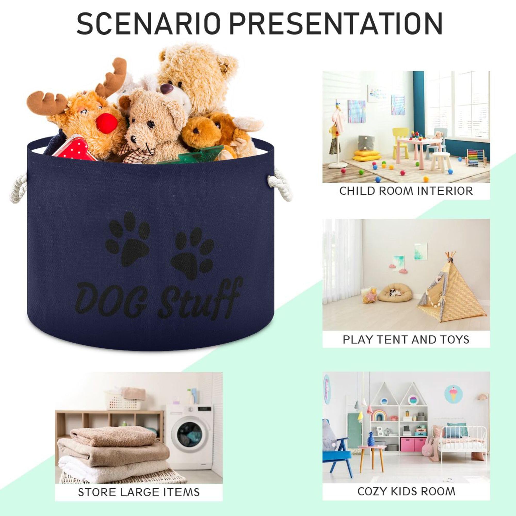 Amazon.com: UMIRIKO Navy Blue Dog Toy Storage Basket with Cotton Rope,Dog  Toy Box Chest,Toy Storage Organizer Bins for Small Dogs,Cats : Pet Supplies