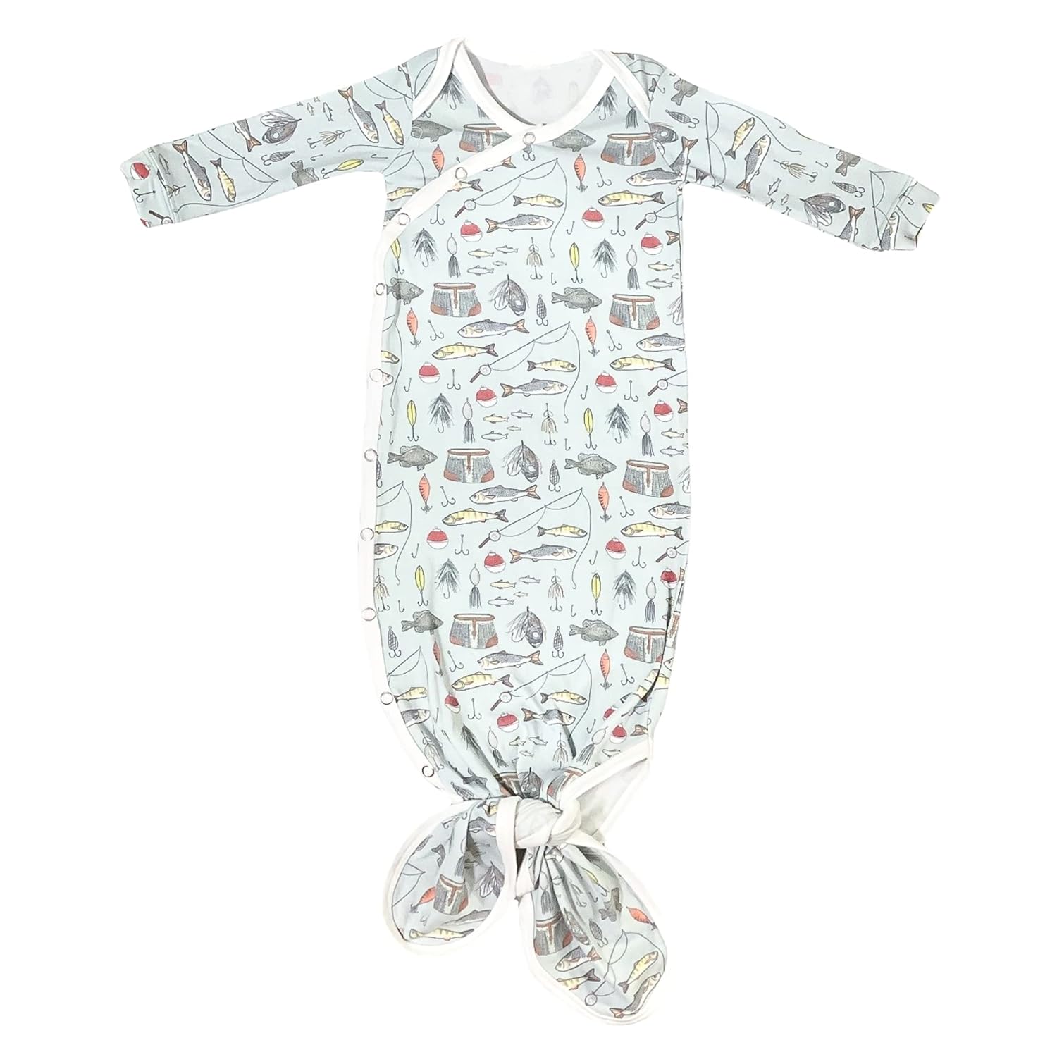 Copper Pearl Baby Gown - Knotted Newborn Sleepers for Baby Boy and Girl, Soft Stretchy Long Sleeve Infant Gowns with Bottom Tie and Hand Mittens, Perfect Hospital Coming Home Outfit (Trout)