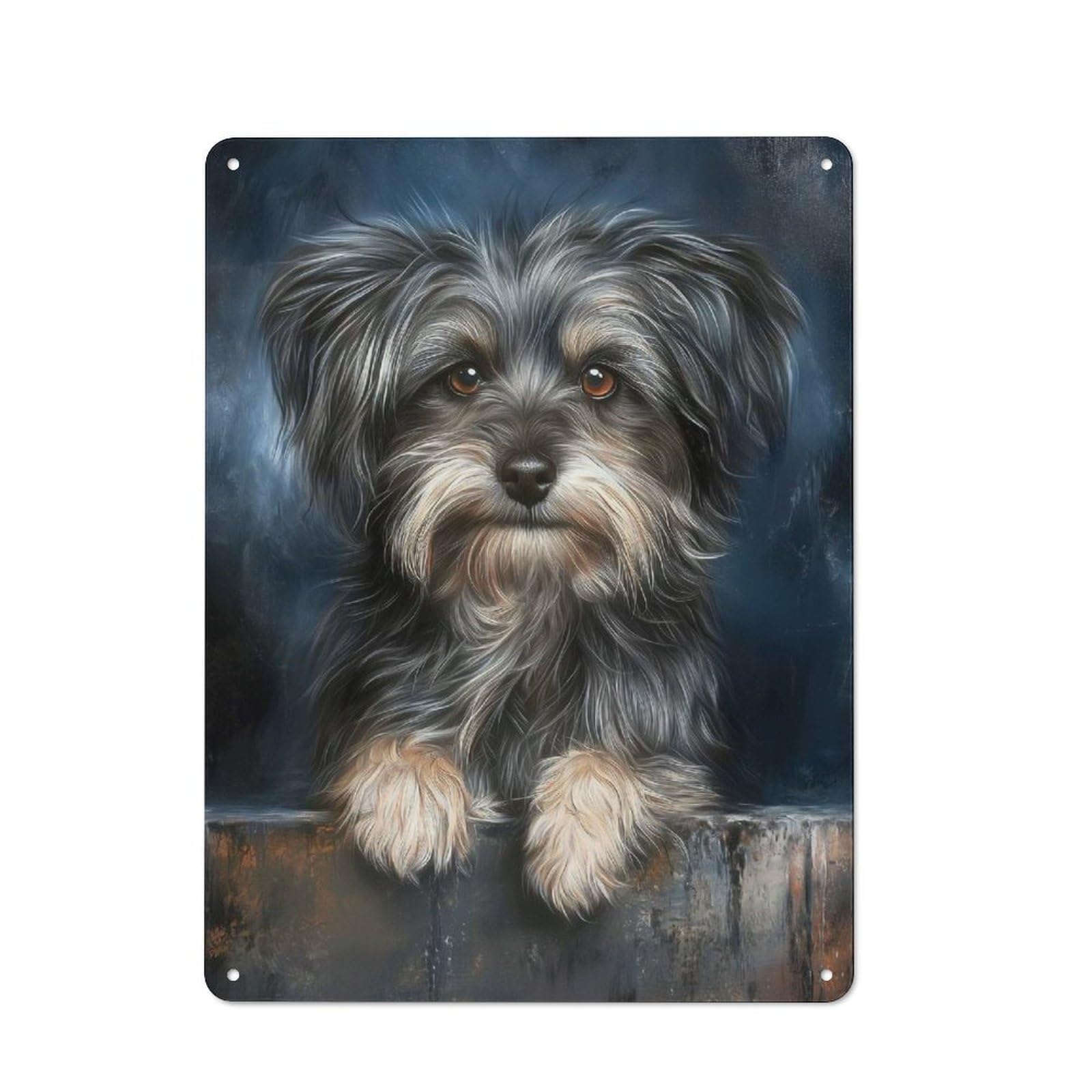 Junmoney Portrait Of A Dog Rustic Metal Wall Decor 40X30cm, Decorative Tin Plaque For Pub, Home Bar, Shed Or Man Cave