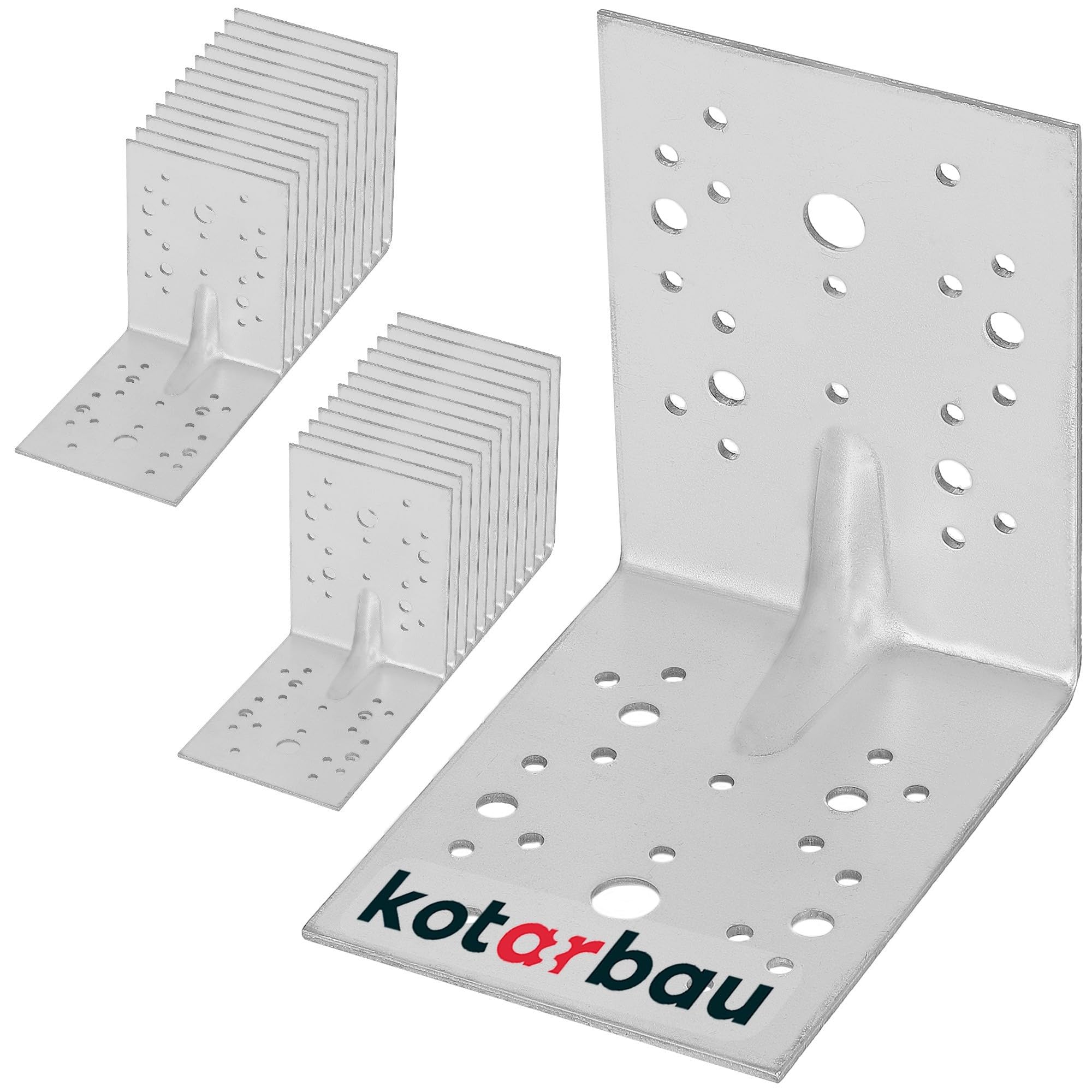 KOTARBAU® 25 Pezzi Staffa Angolare - Acciaio Zincato - 130 x 130 x 100 mm - Argento - Staffe Angolari per Legno - Squadretta Angolare 90 Gradi - Resistente alla Corrosione