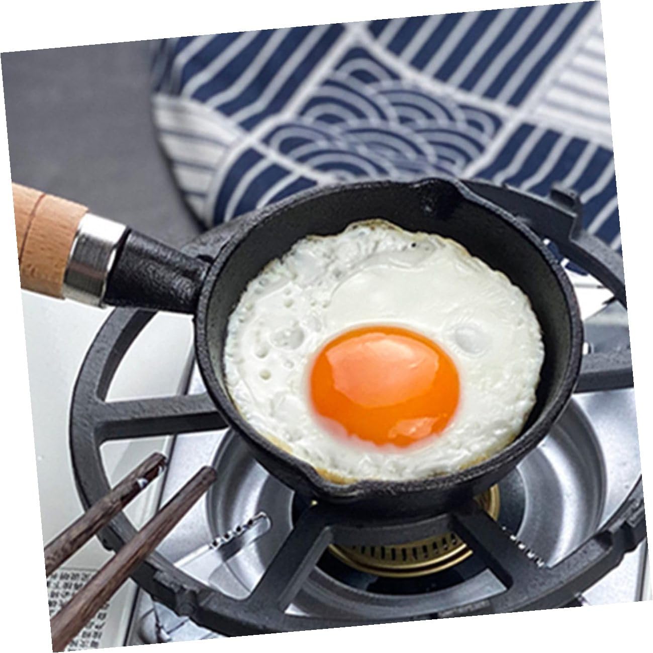 TOYANDONA Kleiner Bratpfanne aus Eisen für Camping und Backpacking, Schwarz