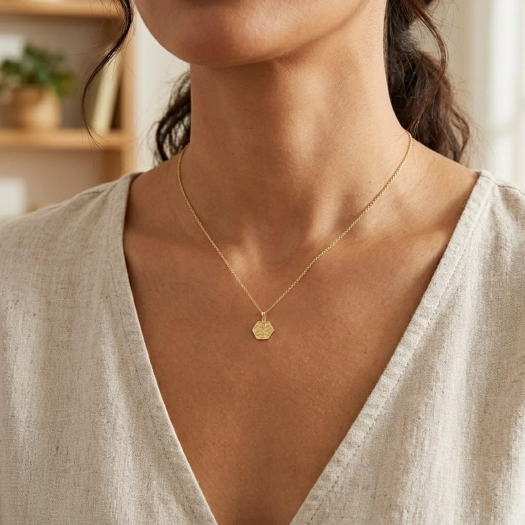 Gold Caduceus Medical ID Charm - 10 Karat Solid Yellow Gold - Great Graduation Gift