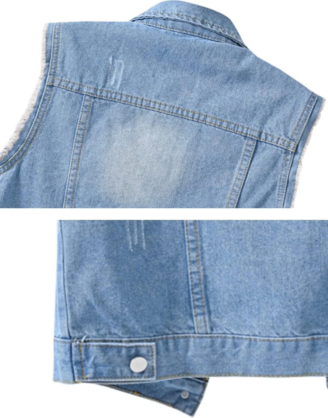 Locachy Women's Casual Denim Vest Jacket Slim Fit Sleeveless Ripped Tops - Image 5