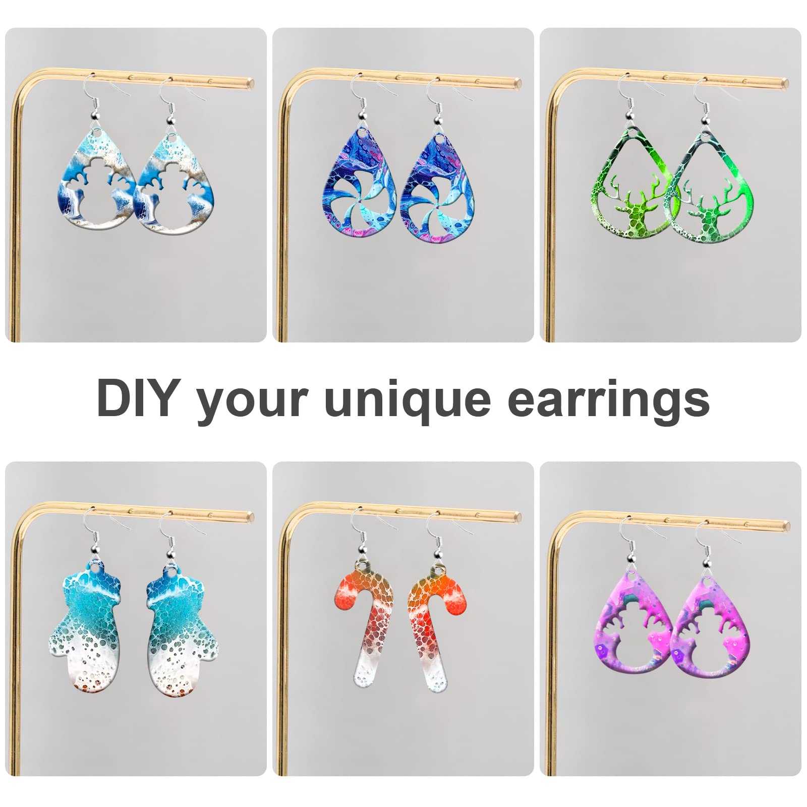 105-Piece Resin Molds Silicone Kit - 5 Earring Molds With Hooks For DIY Jewelry Making