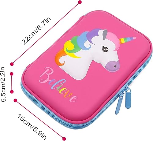 Miniatura 6 de iDelta - Estuche para lápices, bonito diseño de unicornio de EVA en 3D, resistente a los golpes, gran capacidad, múltiples compartimentos, para