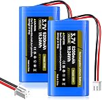 2 Pack 3.7V 18650 Lithium ion Rechargeable Battery, 5200mAh Lithium ion Battery Pack with JST XH2.54 2P Plug Connector for DIY Electronics, Solar Lighting, Drone, Bluetooth Speaker, Electronic Devices