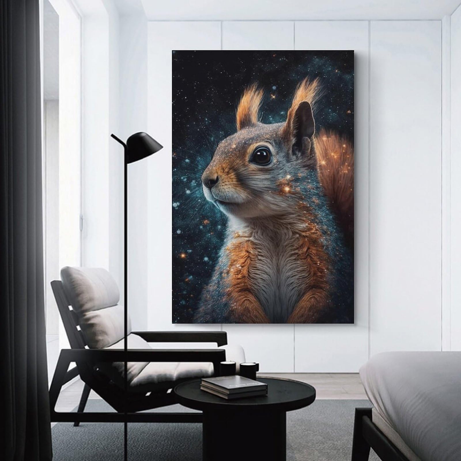 Junmoney Cosmic Squirrel Gazing Home Decor Wall Art 20x30inch(50x75cm), for Lounge, Bedroom Or Personal Spaces, Gift Idea for Housewarming And Birthdays