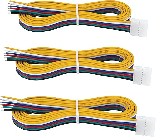 Armacost Lighting Tira de luz LED RGB+WW de 6 pines de 48 pulgadas de cinta a cable (paquete de 3) 760890