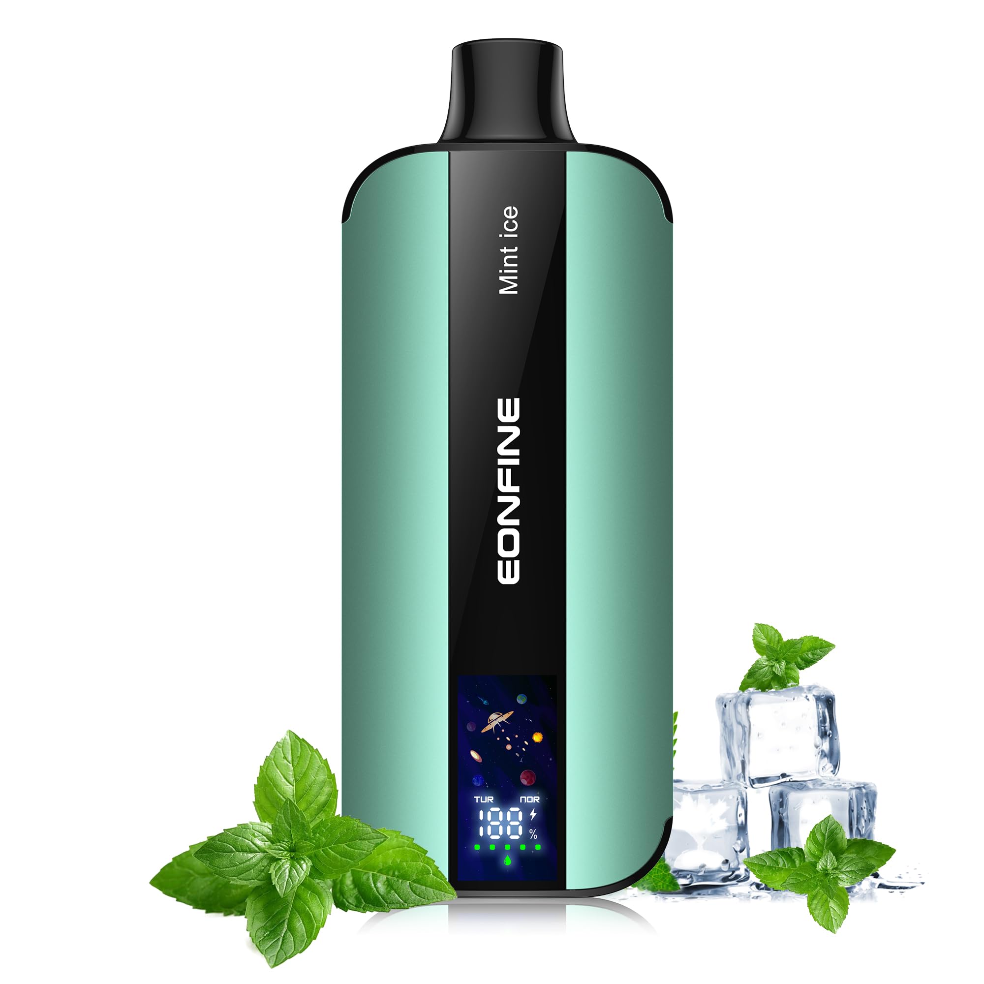 Eonfine 電子タバコ 使い捨て LEDスクリーン付き ベイプ 20000回吸引可能 vape 禁煙 爆煙 持ち運び ニコチン無し電子タバコ 水タバコ ニコチンタールなし 使い捨てベイブ ミントアイス
