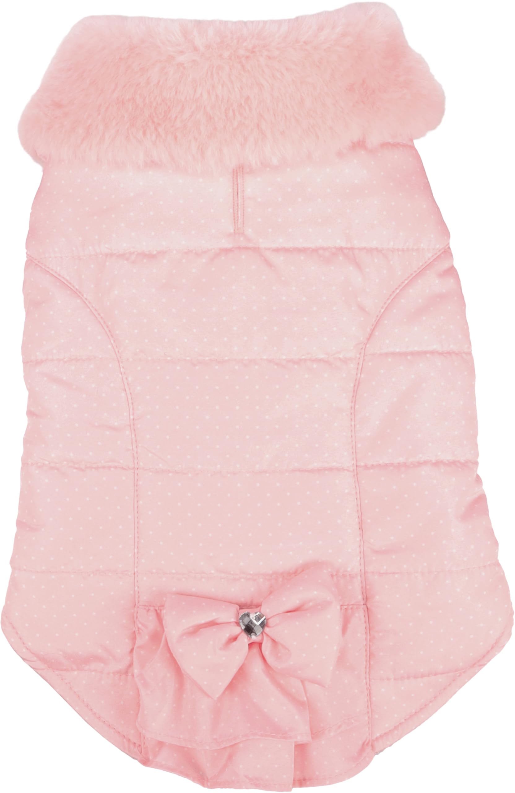 Cappotto cane – Guzzi Rosa – A:35cm – Poliestere – Lavabile a 30°C – Fodera in pile morbido – Impermeabile – Con fiocco decorativo – Flamingo