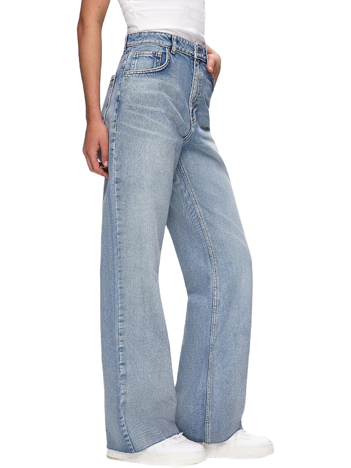 LTB Damen Jeans Danica L - High Waist - Wide Fit Blau W27-W34 Baumwolle Stretch