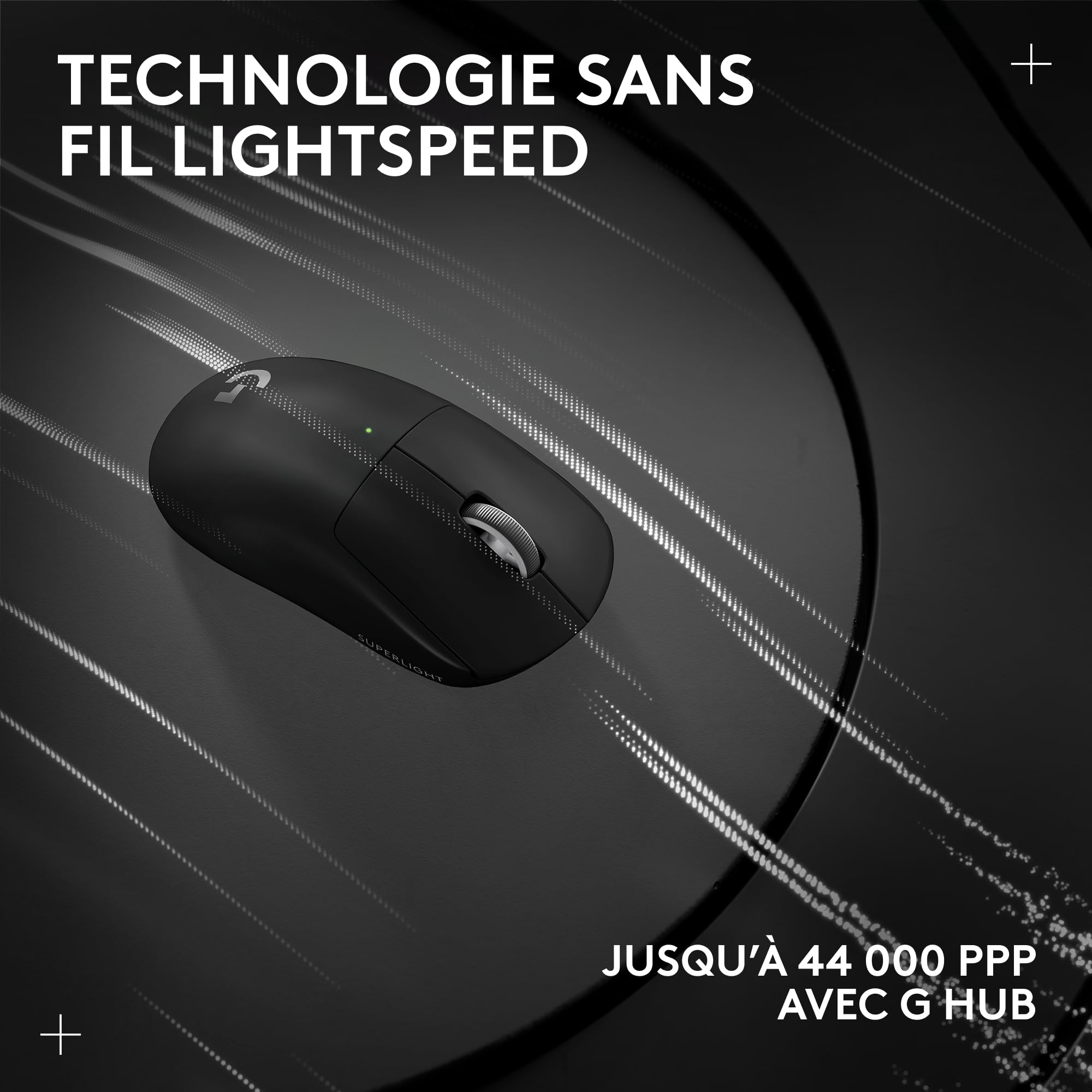 Logitech G PRO X SUPERLIGHT 2, souris gaming sans fil, souris Pro-Grade 60 g avec 5 boutons programmables, capteur 44 000 DPI, taux de rapport 8 kHz, recharge USB-C pour PC/Mac- Noir