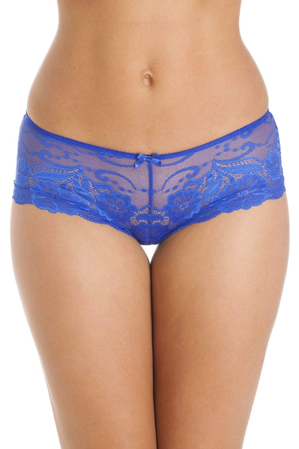 Camille Women's Blue Two Pack Floral Lace Boxershort In | : Size 12