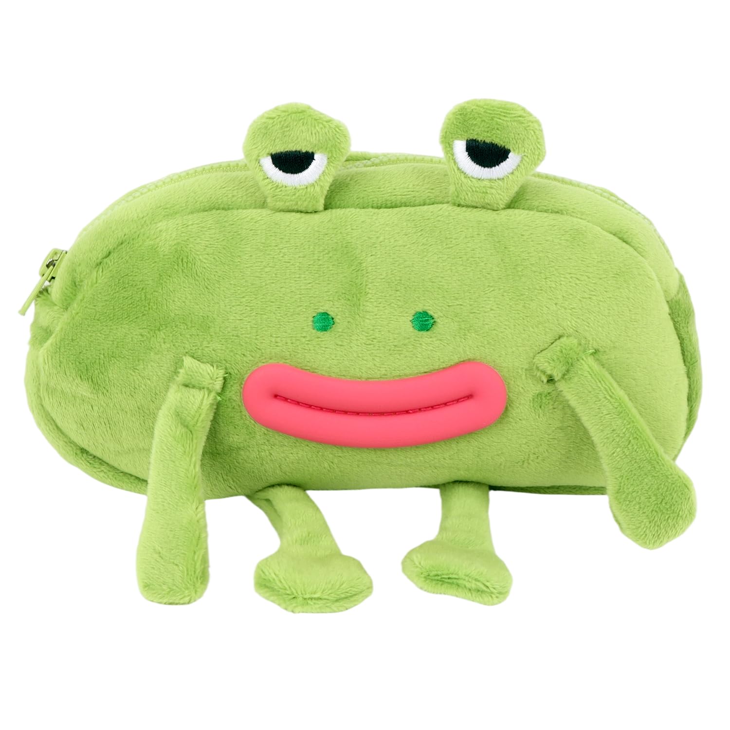 MOTIBACK Soft Fluffy Frog Pencil Case - Big Mouth Green Animal Pencil Box, Funny Kawaii Storage Holder for School Supplies & Funny Novelty Pencil Pouch