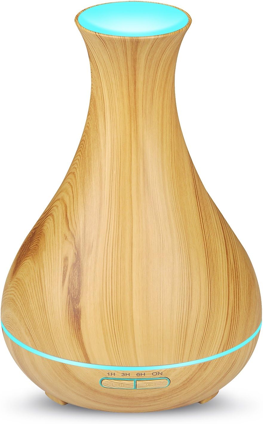 OliveTech 400ml Aroma Essential Oil Diffuser, Ultrasonic Wood Grain Aromatherapy diffuser with 7 Color LED Lights and Waterless Auto Shut-off