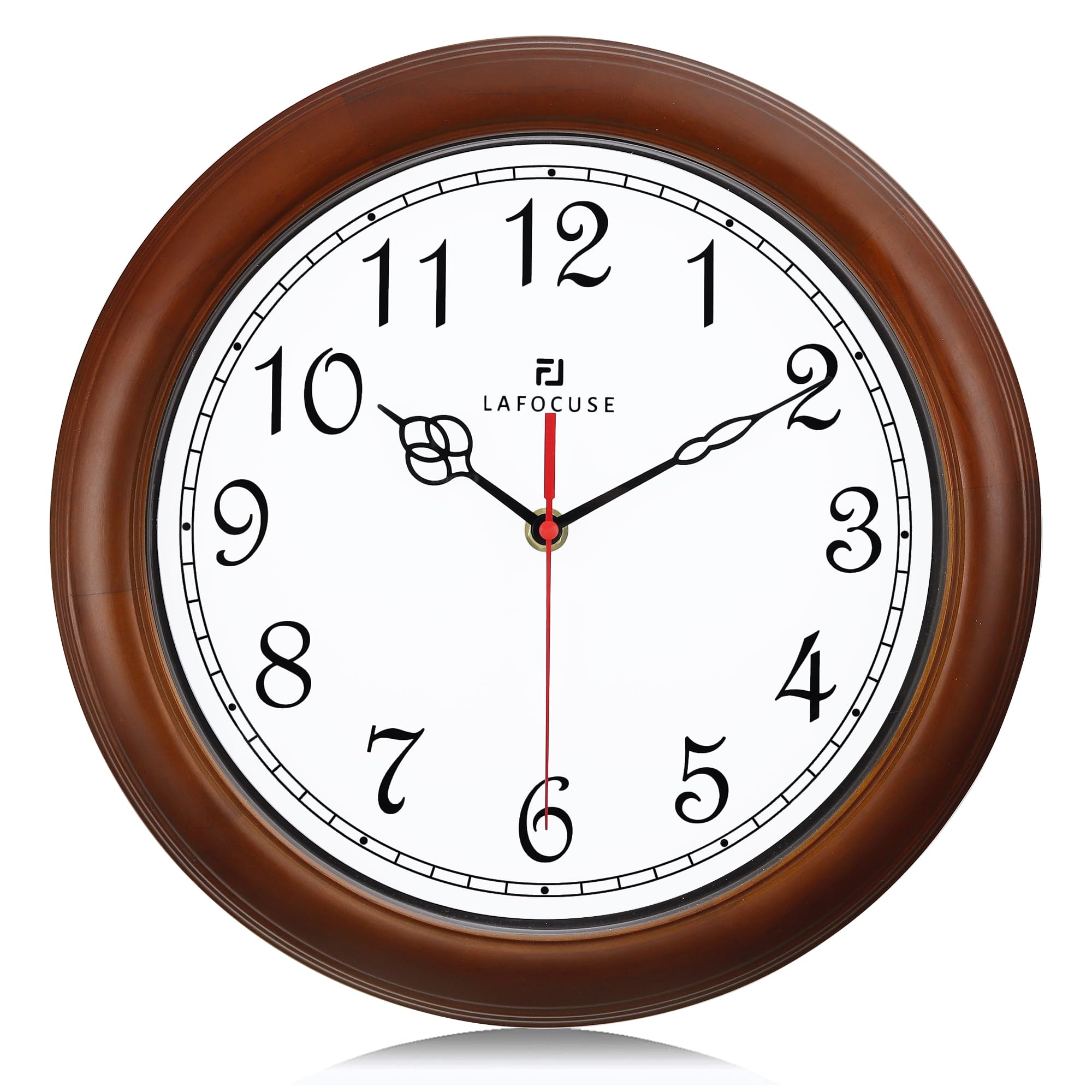 Lafocuse Horloge Murale Bois Massif Vintage 30cm Silencieuse Design Retro