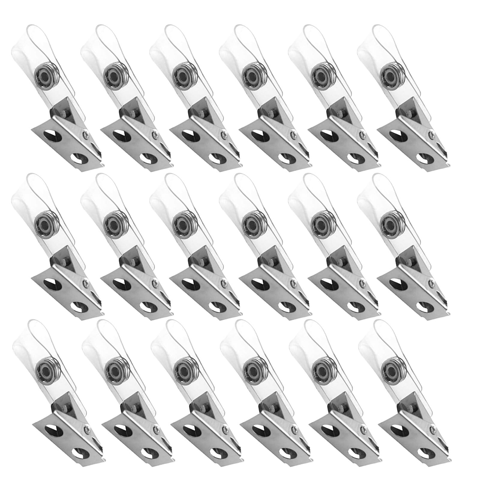 Gatuida 250 pezzi Clip Porta Badge Doppio Foro in Metallo con Cinturini Trasparenti Clip Compatte e Resistenti per Porta Tessere Lavoro e Badge Identificativi