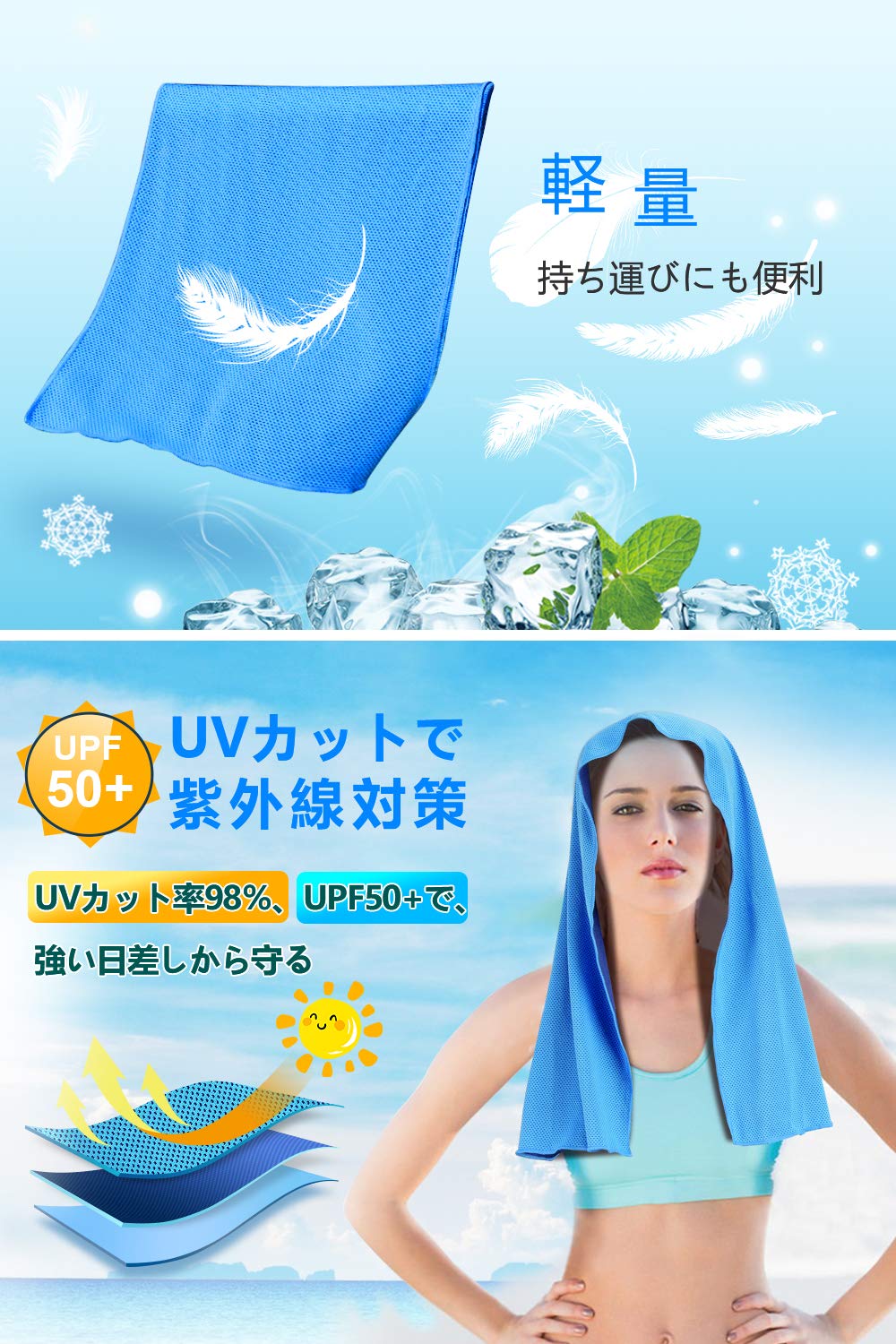 Amazon｜TSUNEO 3枚セット 冷却タオル 瞬冷タイプ 冷感タオル UVカット 