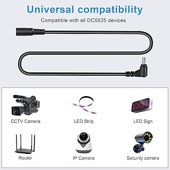 Amazon.com: GINTOOYUN DC 5.5mm x 2.5mm Power Extension Cable.18AWG