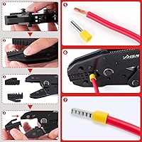 Vista 6 de Zhushan Juego de herramientas de prensado de alambre de 8 piezas, kit de crimpadora de trinquete con troqueles intercambiables para conectores