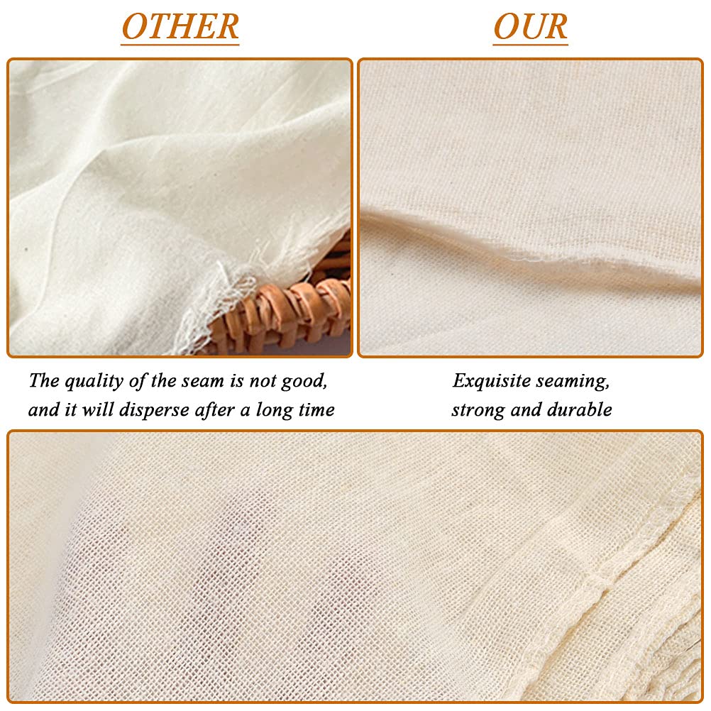 4 Tele Di Cotone Per Formaggio E Latte Vegetale - Panni Filtranti Riutilizzabili 50x50 Cm - 100% Cotone Naturale Non Sbiancato