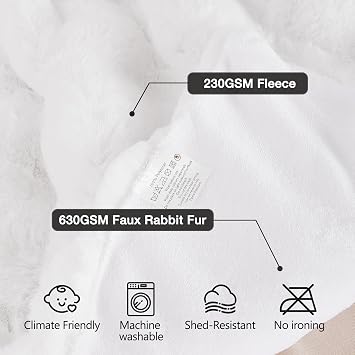 ORINOVA White Soft Fluffy Blanket for Bed Living Room Furry Faux Fur Bed Comforter 152x203cm Thick Bedsure Fuzzy Throw Blanket Cozy Home Decor Gifts