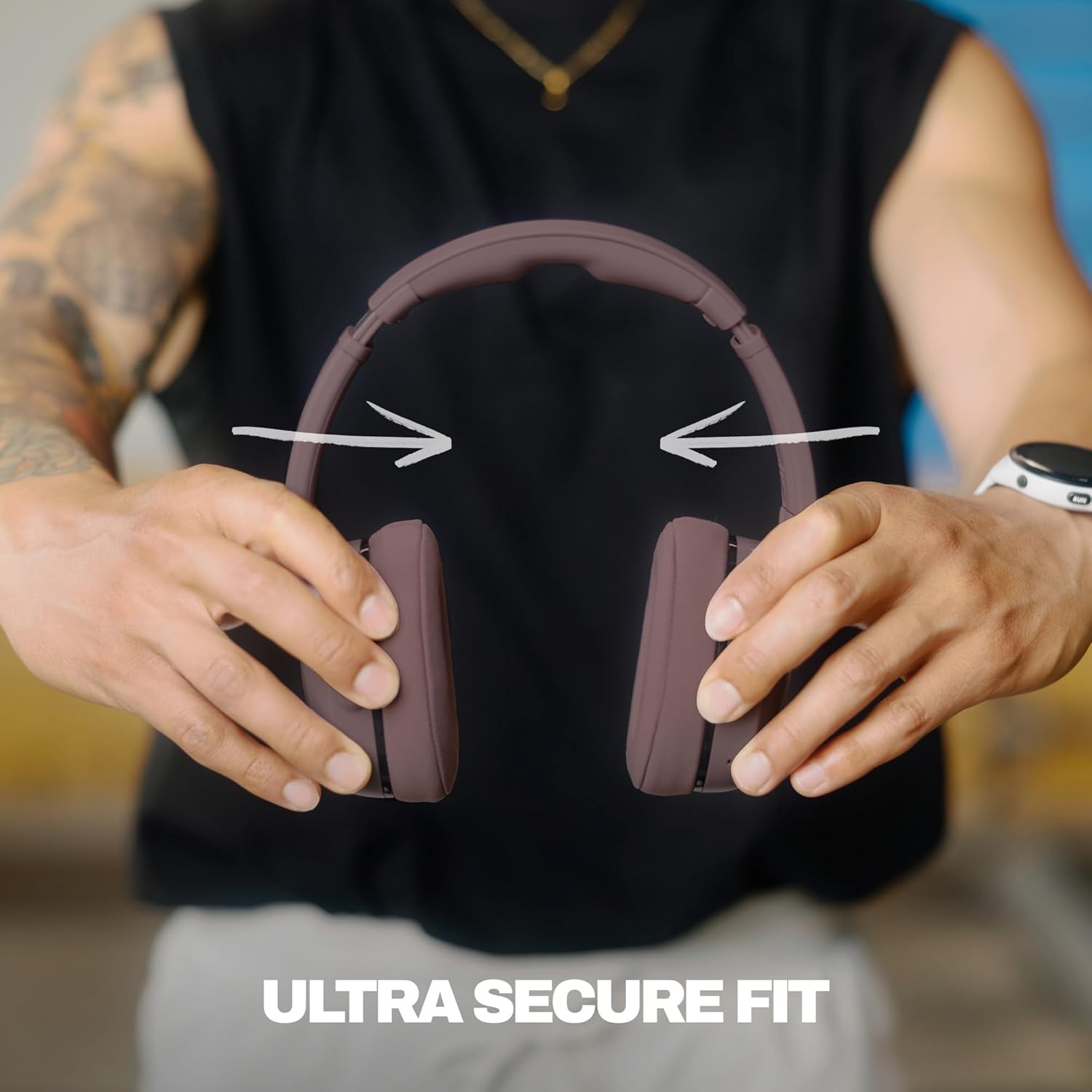 Skullcandy Crusher 540 Active Wireless Bluetooth Headphones with Multi-Sensory Bass, Noise Isolating Over-Ear Fit, Sweat and Water Resistant, 40 Hours Battery, Microphone for iPhone Android - Smoke