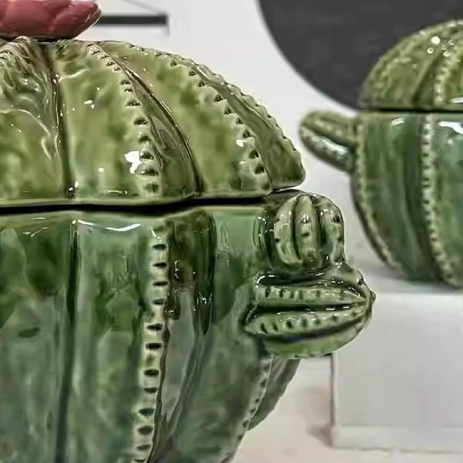 Ceramic Cactus Shaped Soup Bowl, Cactus-shaped Soup Bowl with Lid and Two Handles, 3D Cactus Shaped Tableware, Perfect for Rice, Soup, Salad, and Snacks