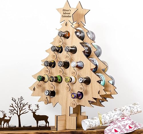 Miniatura 4 de Estante de vino de cuenta regresiva de Navidad, adornos de madera, decoraciones artesanales, regalo de Navidad