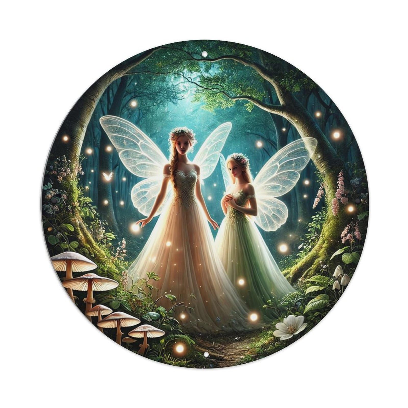 Fairy Forest Glow Mushrooms Light Tin Sign Metal Poster Vintage Metal Signs for Home Man Cave Bar Cafe Kitchen laundry room Wall Decorations Gift 8x8Inch