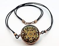 Vista 2 de Metatron's Cube Merkaba Orgone Pendant with Olivine Peridot