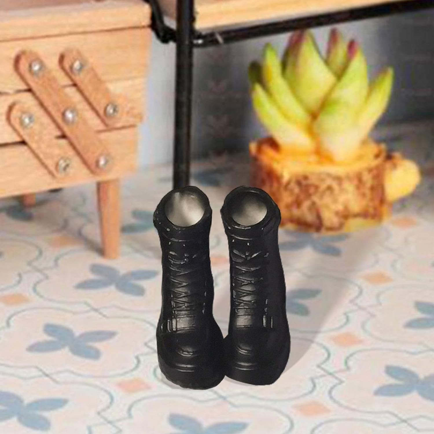 1:12 Scale Women's Boots Shoes,Work Boots,Accessories Cosplay Stylish Miniature Action Figures Costume for Action Figures, Black