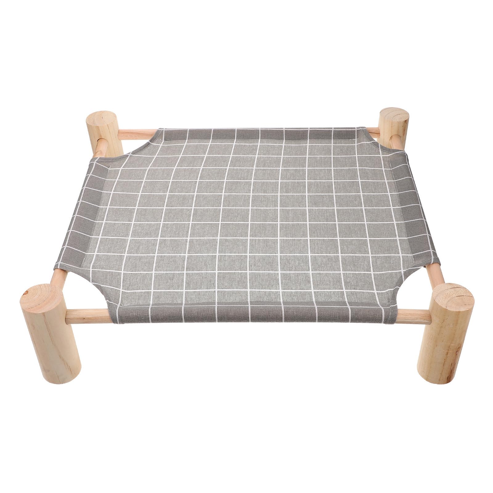 Lit surélevé pour chat en bois hamac coton lin lavable