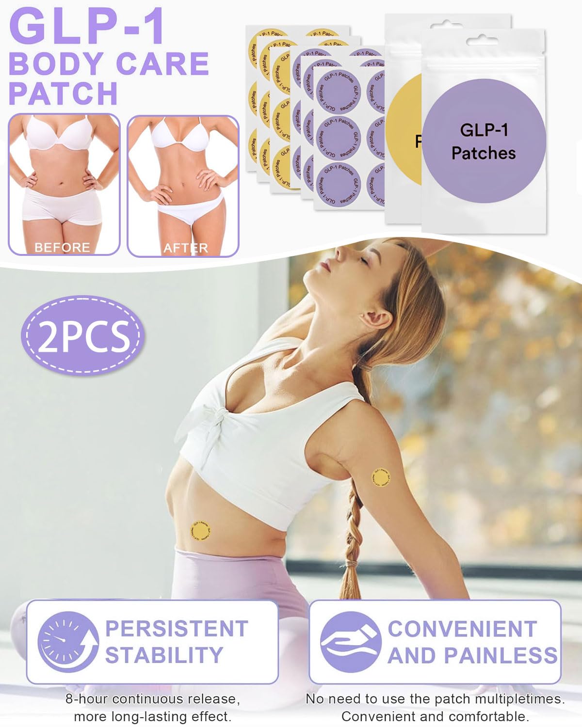 GRETY Parches GPLP-1 Para El Equilibrio Metabólico, Soporte de Forma Saludable, Pegatinas de Ayuda al Metabolismo de Apoyo para La Piel del Vientre Toda La Piel | 60Pcs - 2