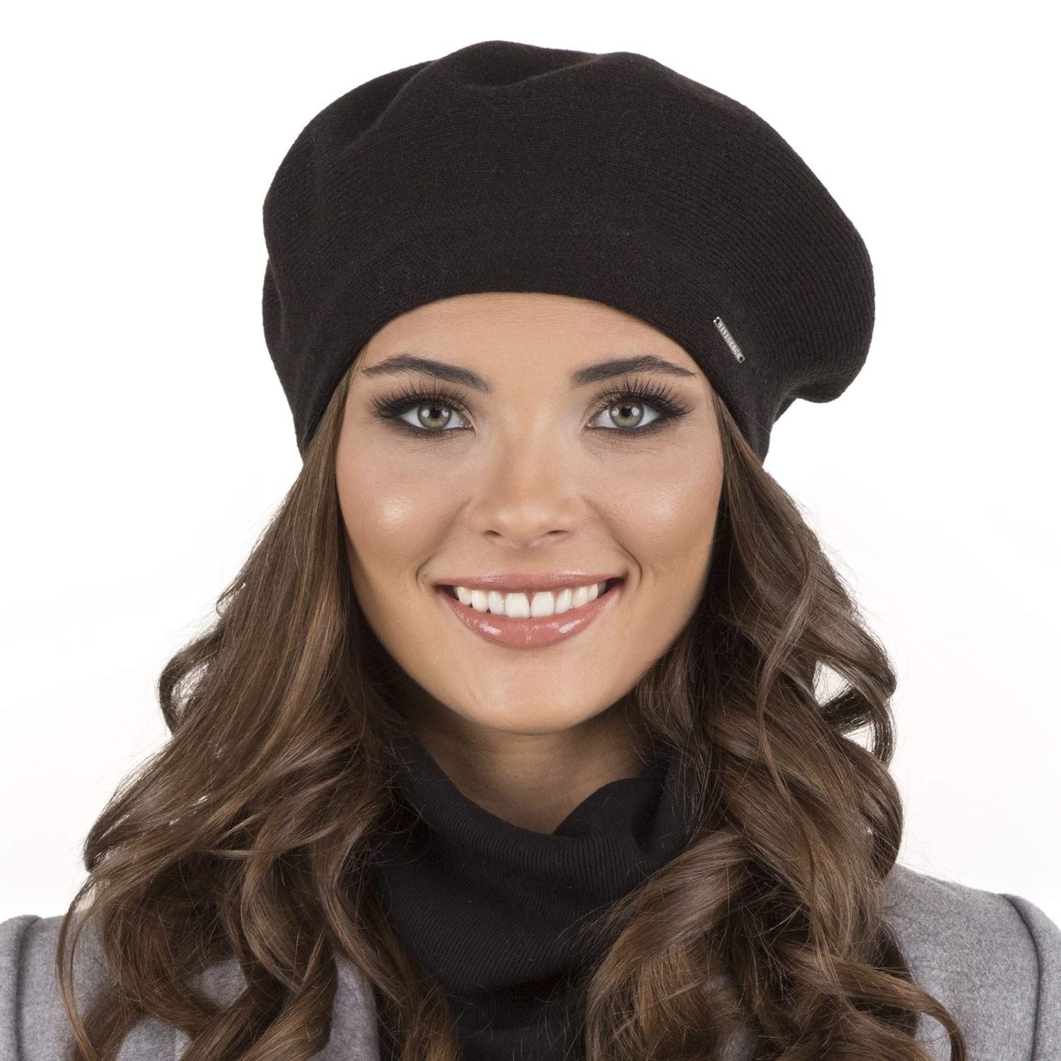 VIVISENCE Damen Baskenmütze Eleganter Wintermütze Warm Und Gemütlich Kopfbedeckung An Winter Und Herbst Warm Dick Strickmütze, Klassisch Mütze Für Frauen Modell 7005