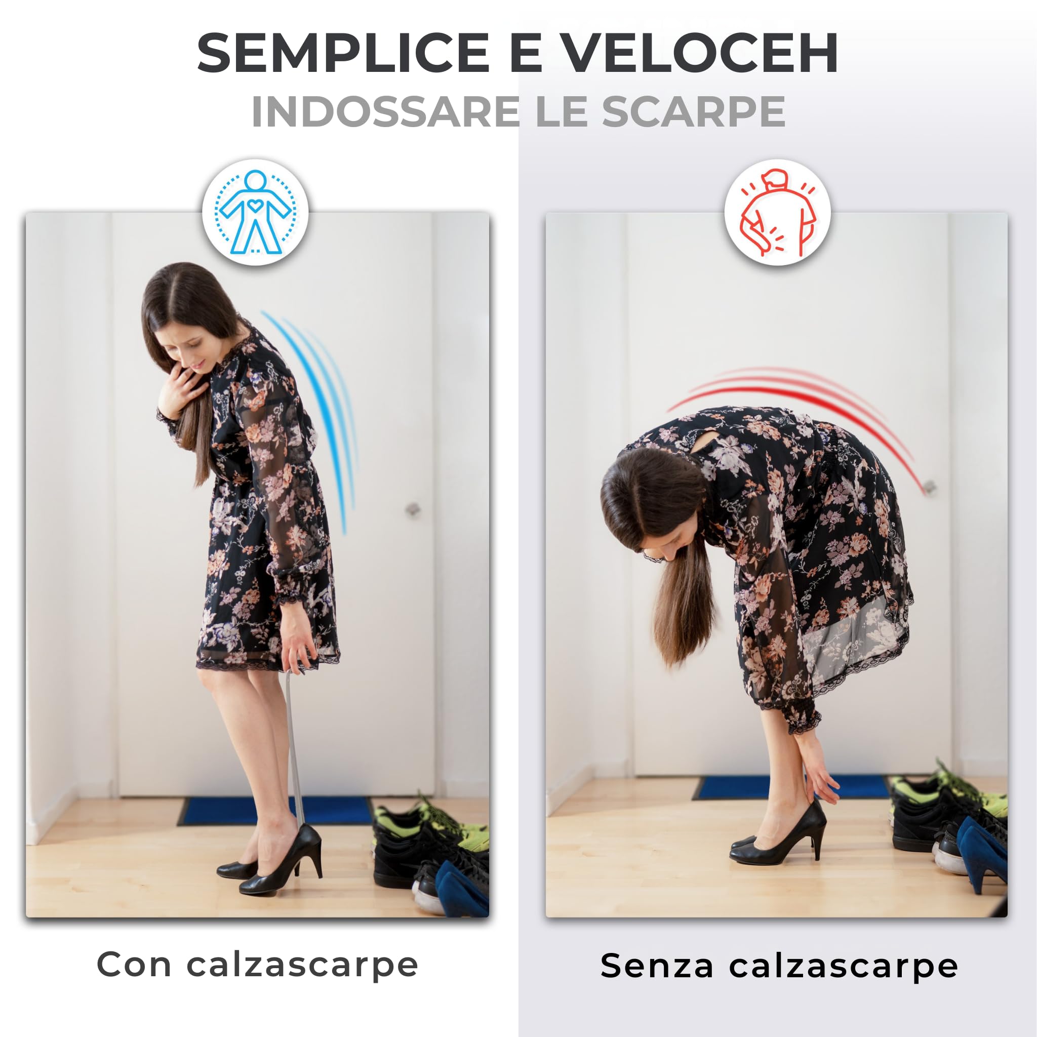 Set di 3 calzari in acciaio inossidabile STABILI | 15, 29 & 42cm | Calzascarpe in acciaio inossidabile corto, medio e lungo | Veloce e facile sulla schiena | Lunghezza e larghezza ottimizzate