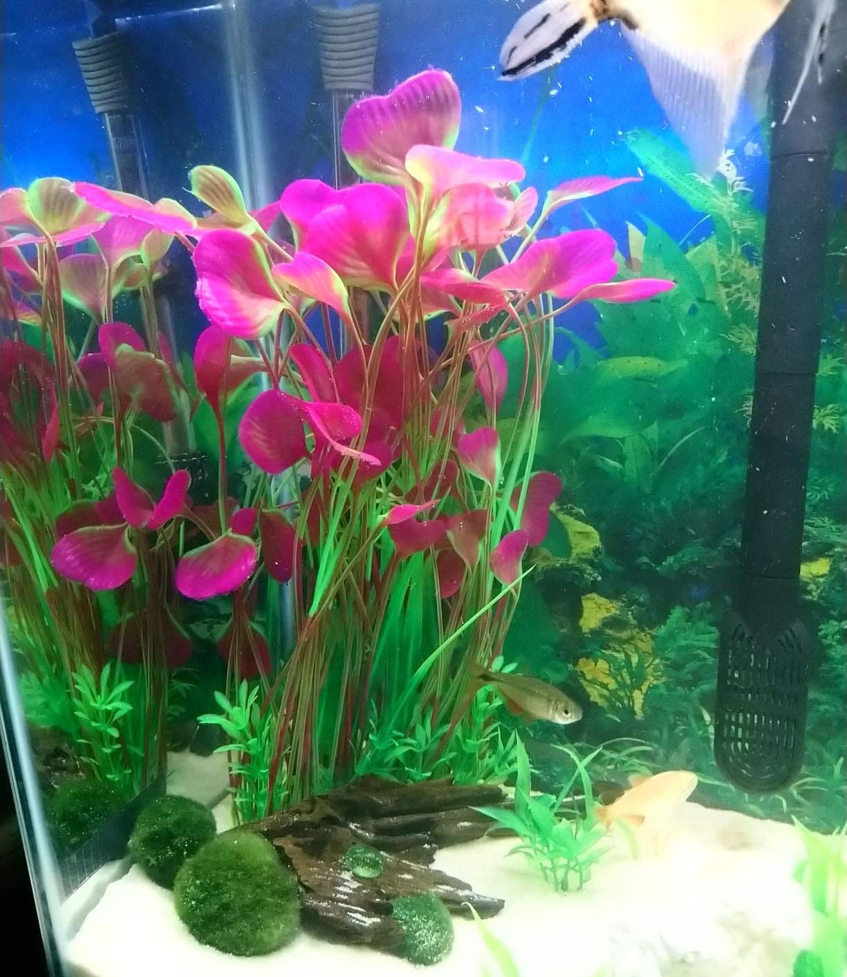 LYNKO Große Aquarium Pflanzen Künstlich Wasserpflanzen Plastik Kunstpflanzen Dekoration Ornament Sicher für alle Fische 40cm x 18cm