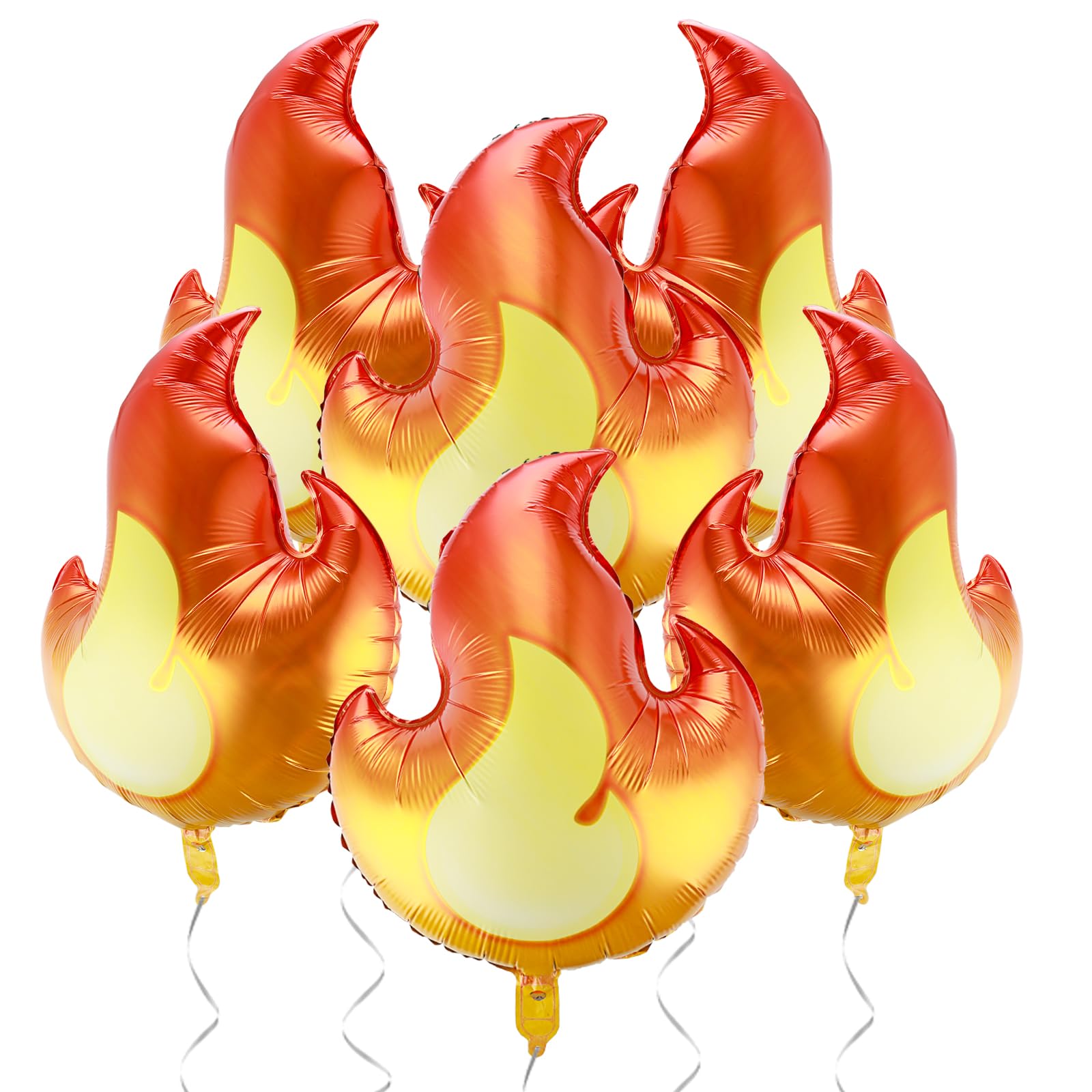 6 Pcs Fire Balloons for Party, 32 Inch Large Flame Balloons Fire Decor Aluminum Foil Firefighter Party Decorations Fire Truck Birthday Supplies for Fireman Theme Party Favors