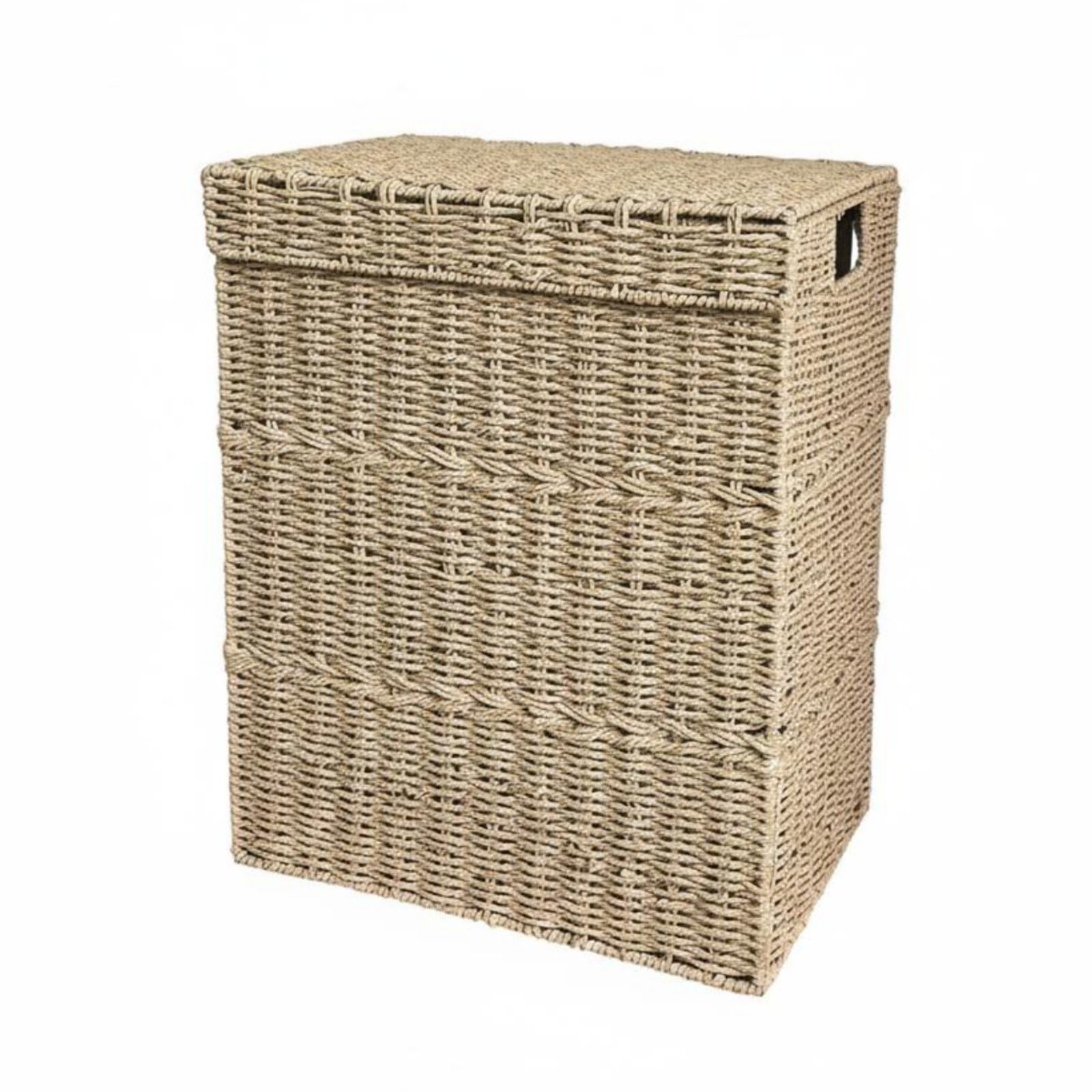 2 Stück Wäschekorb mit Deckel geflechtetes Rattan-Designoptik Aufbewahrungskorb dekorativ Aufbewahrungsbox, Set Aus 2 Wäschekörben Klein + Groß