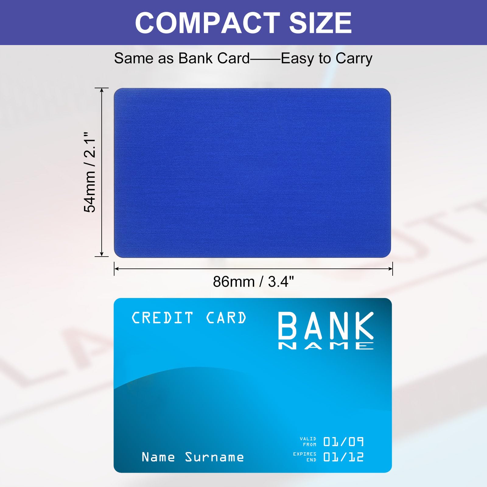 PATIKIL 20 Pack Metal Business Cards Anodized 0.8mm Thick Anodized Aluminum Blanks Name Card 3.4x2.1Inch Laser Engrave Printable Name Card for Custom DIY Blue - Image 2