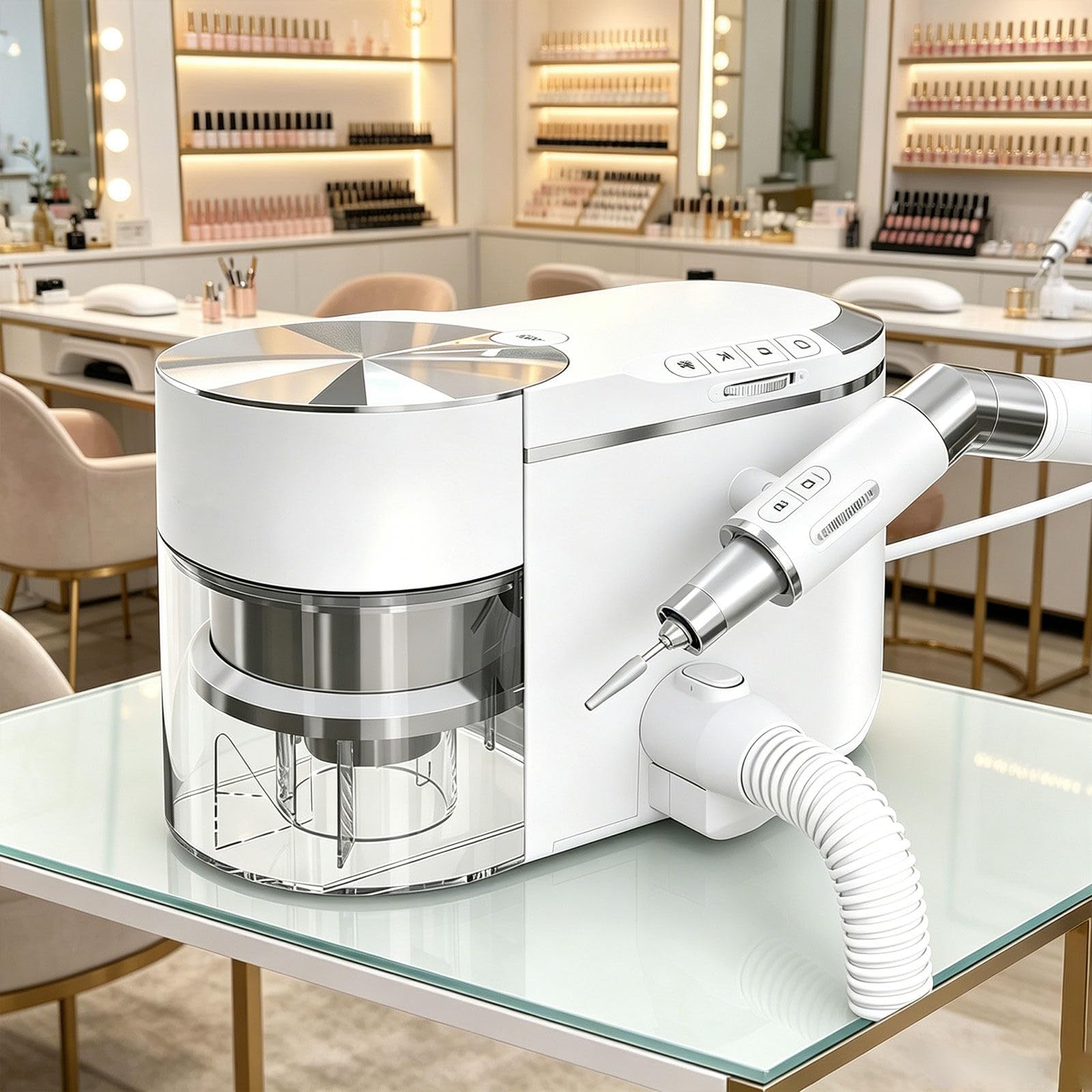 GLWABOMARS Ultra Quiet Nail Dust Collector with Nail Drill, 30000RPM High Speed Electric Nail Drill, Low Noise Nail Dust Vacuum Extractor for Professional Nail Salon & Home DIY