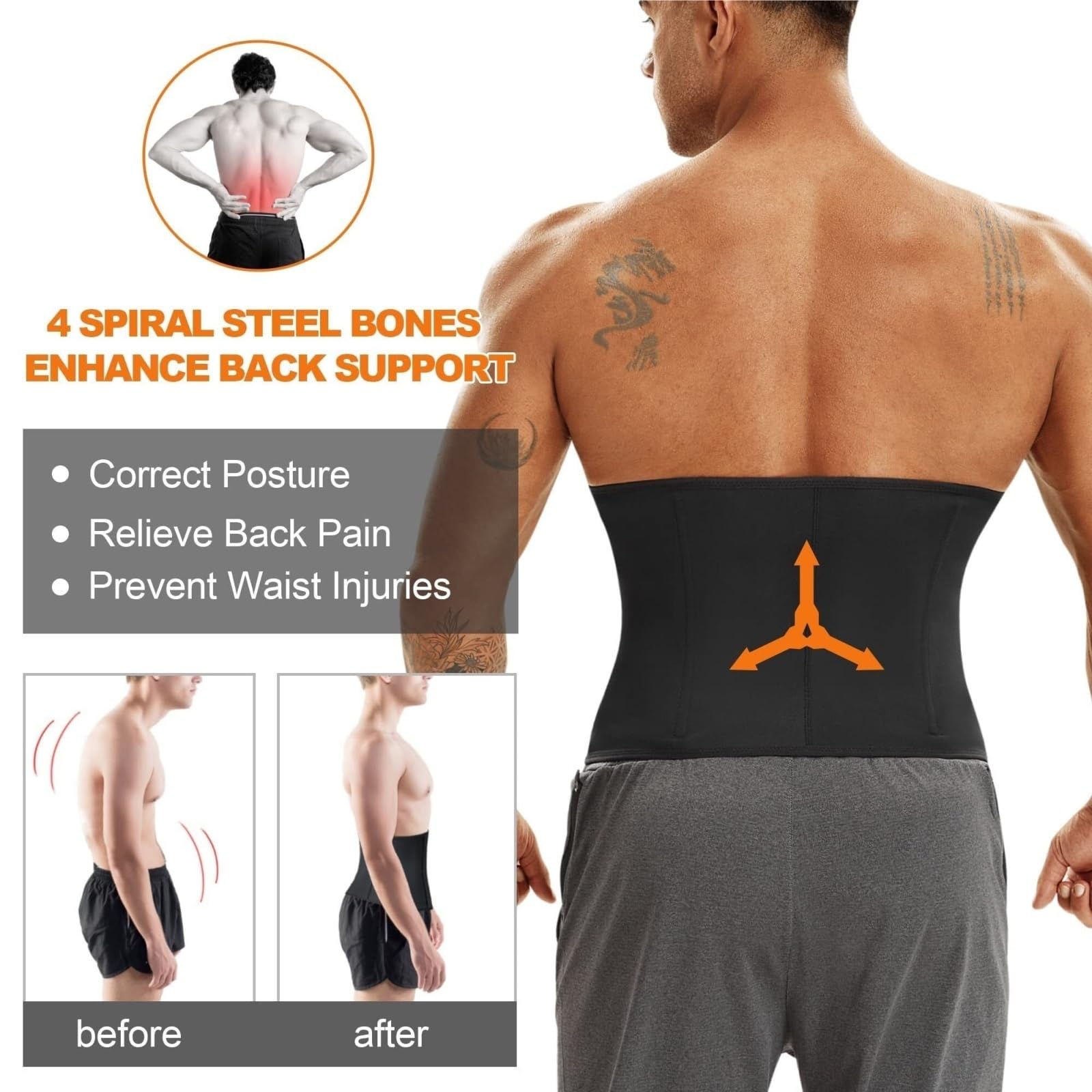 Faja Lumbar Corsés De Entrenamiento De Cintura, Ropa Moldeadora De Control De Abdomen, Faja Deportiva para Entrenamiento, Moldeador Corporal Adelgazante Cinturón Apoyo Lumbar(Large)