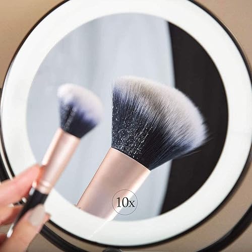 Miniatura 3 de NaDrn - Espejo de maquillaje montado en la pared con aumento de 10X, espejo de tocador de doble cara de 8 pulgadas con luces LDE para niñas,